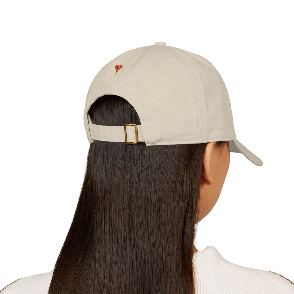 HEART ON BACK Small Heart Embroidery Baseball Cap | Organic Cotton