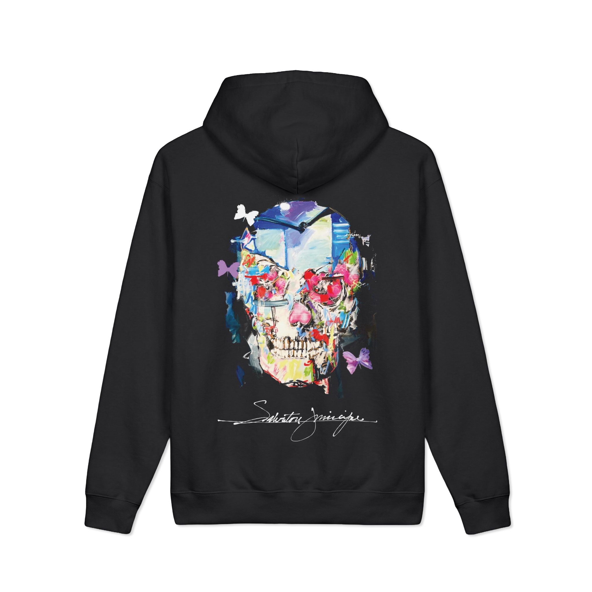 Colorful Watercolor Skull Hoodie | Floral Skull Pullover